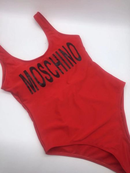 

019 fashion women's bikini monogram print red and black two-color condole belt small design one-piece than swimsuit, White;black