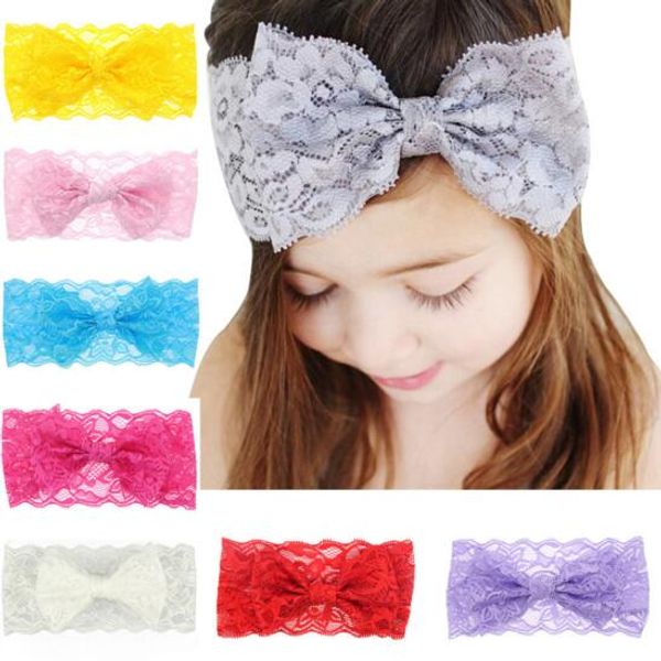 

8 Colors INS Lovely Lace bowknot headbands Candy Color kids Hair accessories fashion lovely bow kids baby children hairband free ship