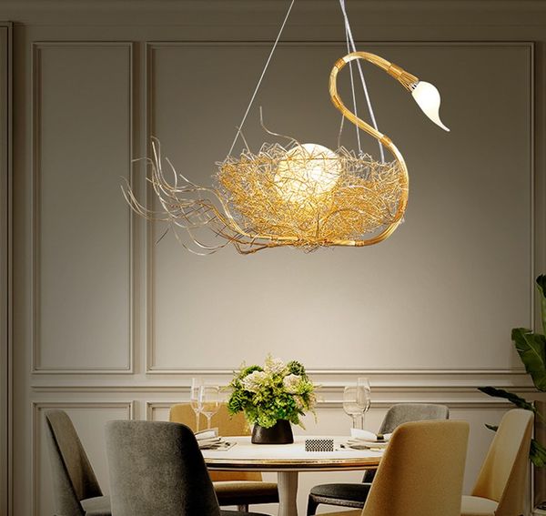 

nordic swan bird nest pendant lights living room restaurant dining table romantic lamp art deco hanging lights cafe bar lighting llfa