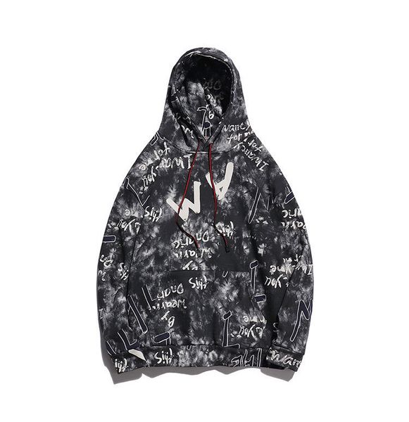 

designer men's hoodies hip hop tide brand women's hoodies letters full printed couple hooded sweater men and women 2colors m-xl, Black