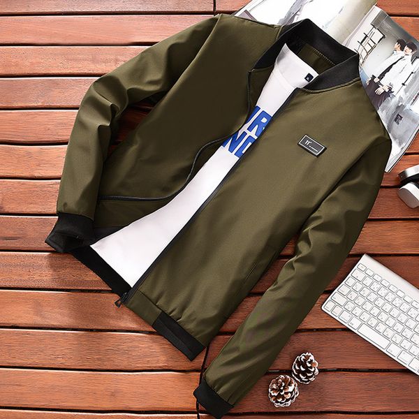 

summer autumn mens jacket stand collar windbreaker male blue baseball jackets casual thin size m-4xl, Black;brown