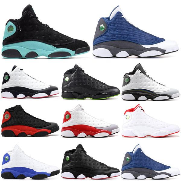 

2020 13s men basketball shoes island green rivals cap and gown atmosphere grey black cat mens trainers sports sneakers 7-13