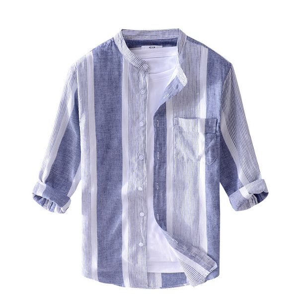 

2019 spring summer new pure linen cotton shirts men cool breathable classic basic shirt male high quality, White;black