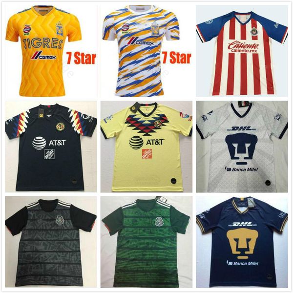 

club america chivas cruz azul unam pachuca xolos de tijuana tigres uanl necaxa laguna soccer jersey 19 20 liga mx 10pcs dhl, Black;yellow
