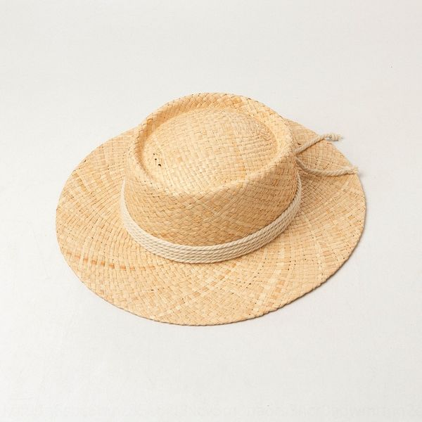 

summer hand woven ring flat rope decorative lafite straw straw sunscreen hat outdoor tourism beach sunscreen hat, Blue;gray