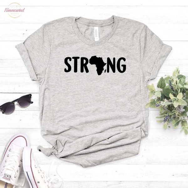 

африка strong печать женщина тенниски хлопок hipster смешной футболка подарок lady yong девушка top tee drop корабли zy 376, White