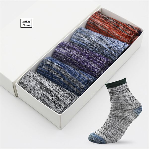 

2019 casual mens socks chromatic stripe five pairs of socks man with the final design clothing fashion designer style cotton, Black