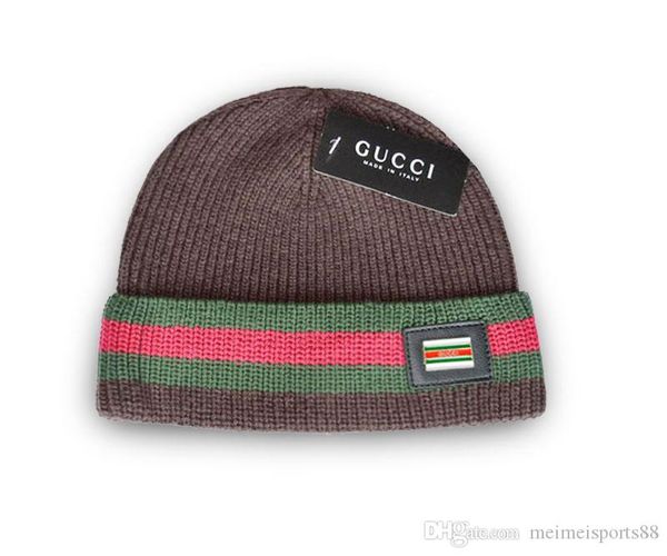 

6 colors hight quality green red striped men women polo beanies skull caps knitted hats with original tag black white grey