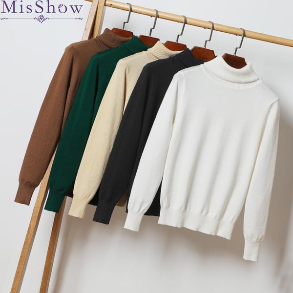 

2019 new turtleneck warm women sweater autumn winter knitted femme pull elastic soft long sleeve pullovers sweater sueter mujer, White;black