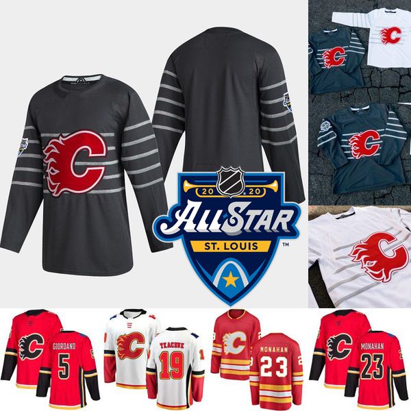 

2020 all-star mark giordano jersey calgary flames mark jankowski milan lucic sam bennett dillon dube tj brodie cam talbot michael stone, Black;red