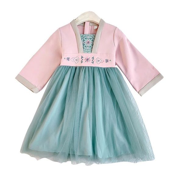

children's clothing girls dresses girls clothes casual dresses hanfu dress embroidered national style dress 90-130cm, Red;yellow