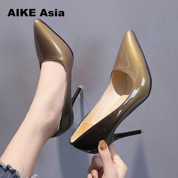 

2019 shadow women shoes pointed toe pumps patent leather dress wine red 10cm high heels boat shoes wedding zapatos mujer, Black