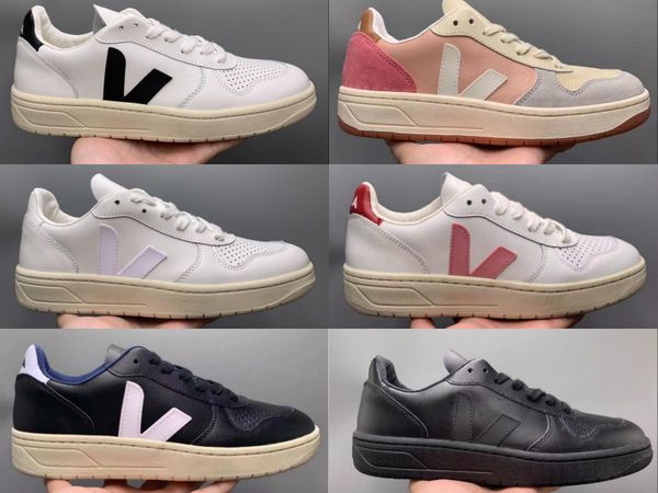 

france send with box veja canvas genuine leather run race outdoor shoes women men black white sneakers size 36-45