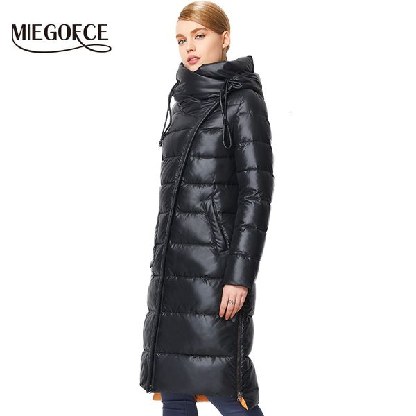 

miegofce 2019 fashionable coat jacket women's hooded warm parkas bio fluff parka coat hight quality female new winter collection y19092, Black;white