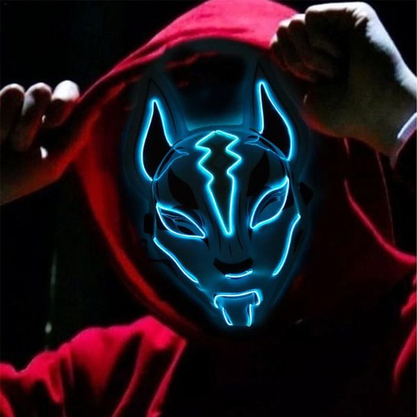 

full face neon mask light led mask halloween party masque masks glow in the dark horror glowing masker purge