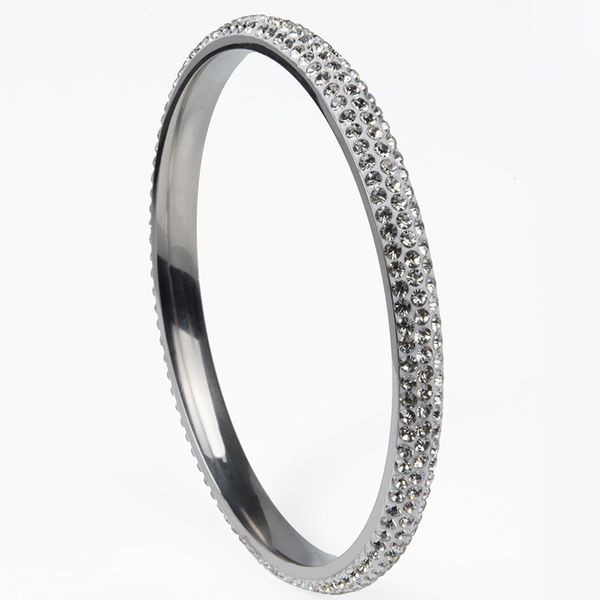 

10 colors 3 rows crystal stainless bangle bracelet love rhinestone bangle for women jewelry christmas gift, Black