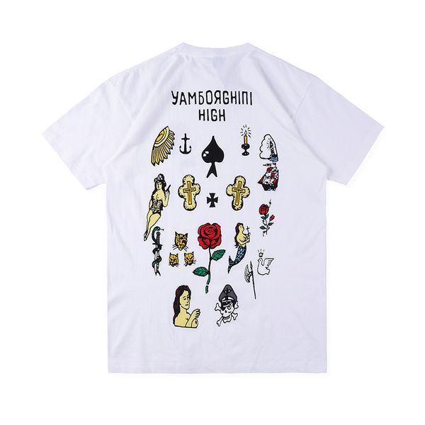 

mens designer t shirts high street fashion brand asap rocky ymas day yamborghini high casual hand drawn elements printing short sleeves, White;black