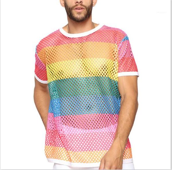 

slim tshirts hollow out casual loose short sleeved crew neck pullover tshirts fashion men tees mesh mens designer, White;black
