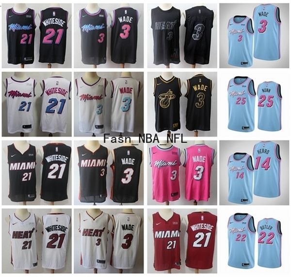 

2020 Mens 3# Dwyane Wade 21# Hassan Whiteside 22 Butler 14 Herro 25 Nunn New City 2020 Edition Miami Heat Nike Баскетбольные Майки