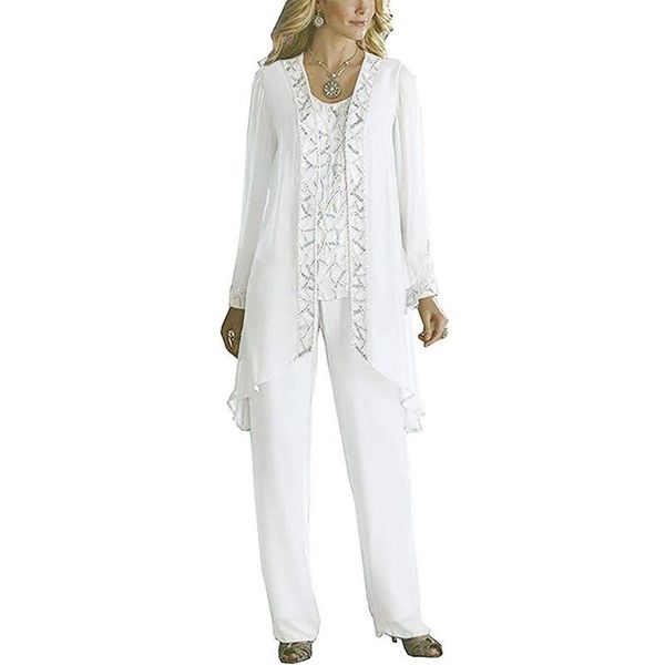 2019 элегантный мать невесты брюки костюмы для свадьбы 3 шт бисером наряды вечерние вечерние платья на заказ плюс размер, Black;red