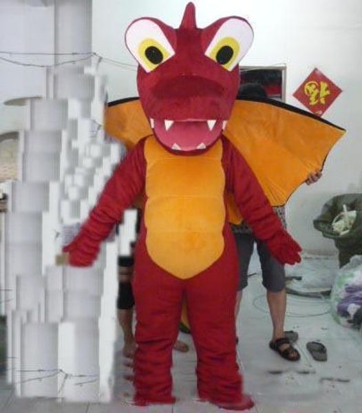 

2019 yellow dragon mascot costume with wings for to wear for sale, Red;yellow
