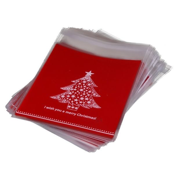 

100шт самоклеящиеся пластиковые уплотнения мешок печенье конфеты упаковка сумки рождество прочный и практичный мешок 2019