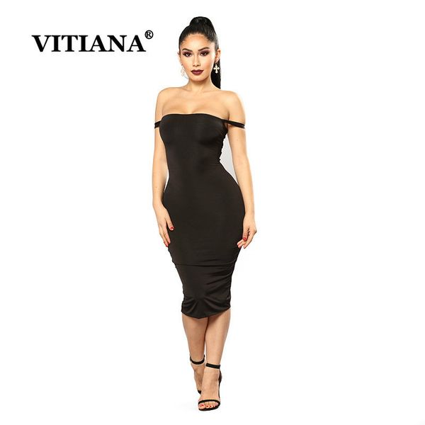 

vitiana women bandage dress female summer beach strapless backless black dresses off shoulder bodycon slim pencil dress, Black;gray