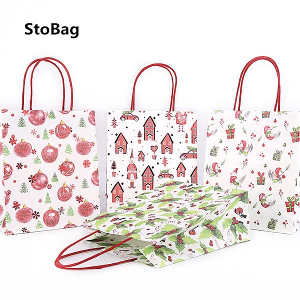 

lbsisi life 12pcs red/green christmas paper gft bags party favors handmade candy biscuit package supplies decorating