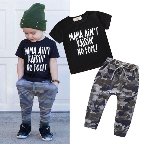 

pudcoco 2019 summer toddler baby boy camoflage print clothes mama letters t-shirt camo pants tracksuit outfit set, White