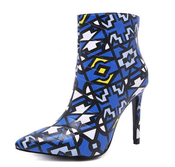 

women boots print shoes woman spring fall pu leather lace up shoes punk plus riding, equestr boots 35-42, Black