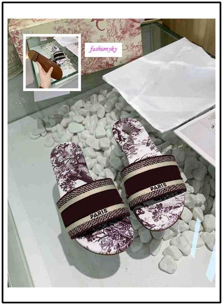 

original box new trendy bohemia women slippers fashion letter embroidery lady sandal, Black