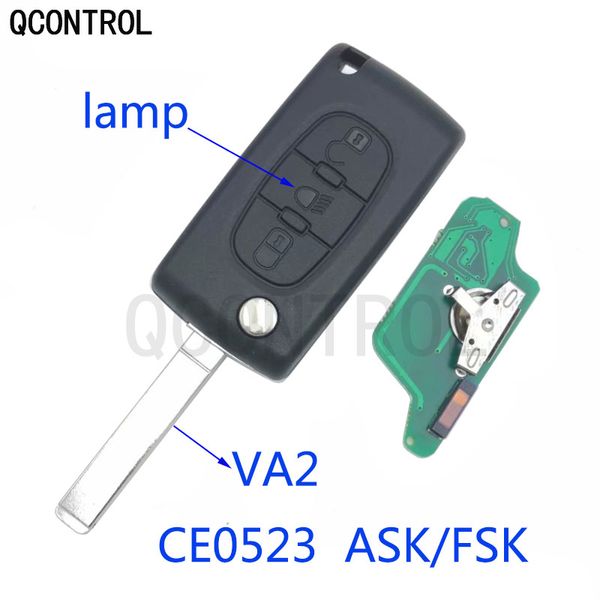 

qcontrol 3 button auto car remote key fob id46 chip for c2 c3 c4 c5 berlingo picass id46 ce0523 ask/fsk 433mhz va2 blade