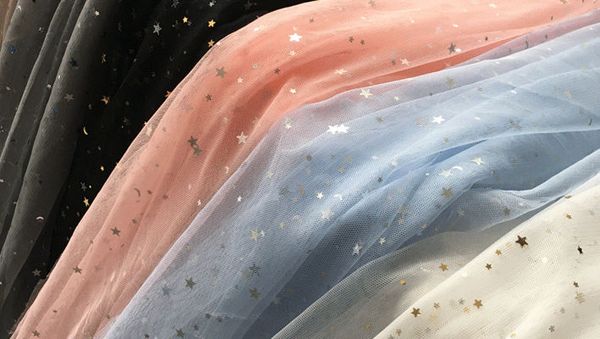 

ychen 008 star sequin fabric 1m*1.5m, Black;white