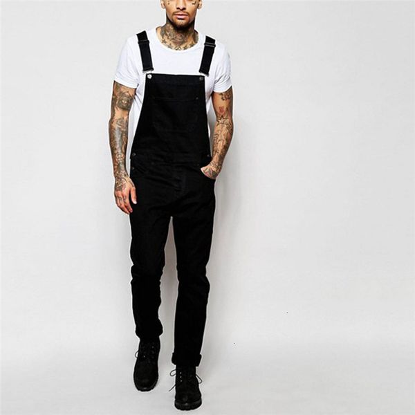 

2019 selling mens pocket jeans overall jumpsuit streetwear overall suspender pants support wholesale dropship, Black