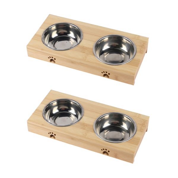 

2xpractical pet water food dish bowl for cat dog stainless steel bowl