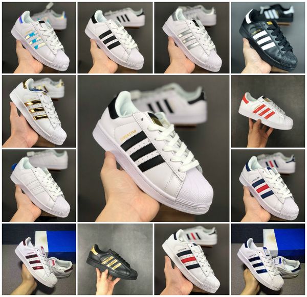 

sales 2019 new originals superstars shoes women men casual leather sneakers superstars skateboard punching white girls sports shoes, Black