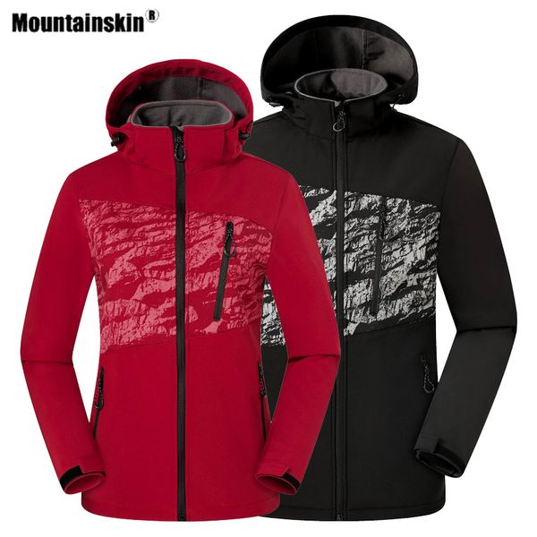 

mountainskin men women hiking softshell jacket fleece outdoor sport windbreaker camping trekking climbing male female coat va583, Blue;black