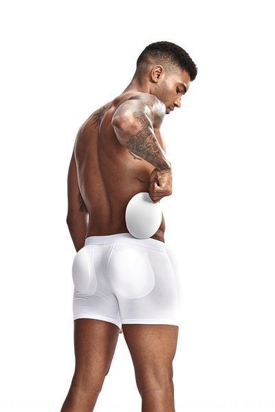 

jockmail men's hip-lifting men's boxer anti-wear leg detachable underpants underpants cushion underwear cup pad underwear, Black;white