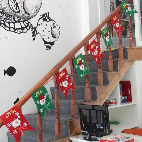 

8 flags enfeites de natal colorful christmas new year hanging flag party decoration snowman ornaments set