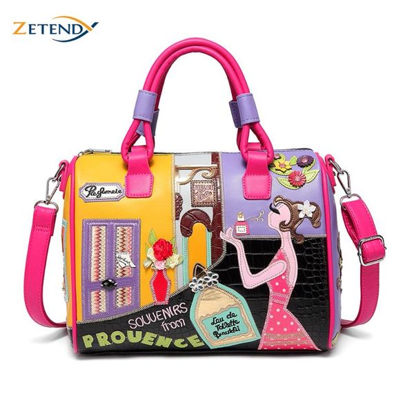 

women handbag colorful cartoon embroidery stitching ladies handbag shoulder bags crossbody bags for women tote