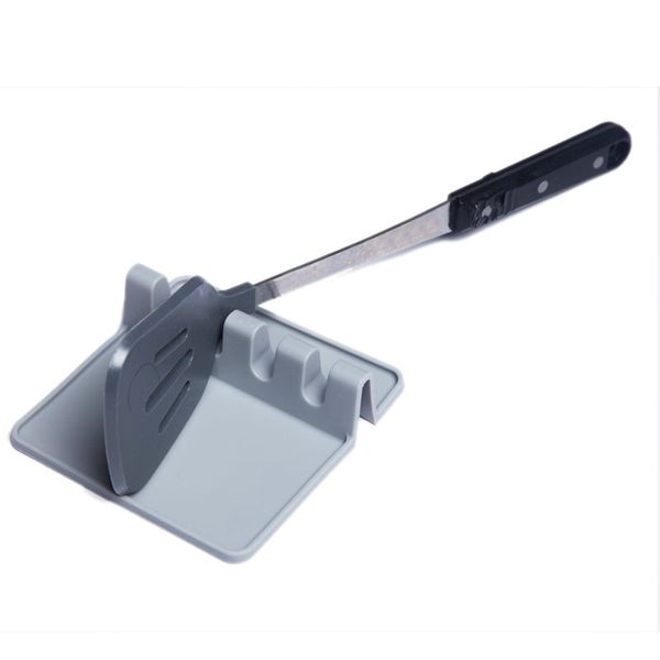 

kitchen cooking tools kitchen silicone spoon rest utensil spatula holder heat resistant-gray