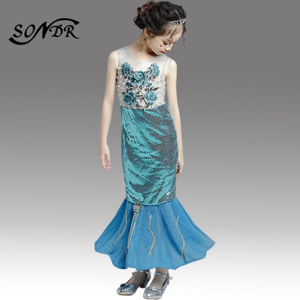 

mermaid flower girl dresses ht172 shiny sequined girls pageant dress appliques princess ball gowns beading kids party dress, Red;yellow