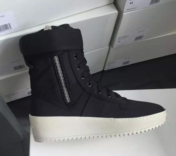 

2019 black and white quality fear of god military sneakers hight army boots men and women fashion shoes martin boots size 38-46