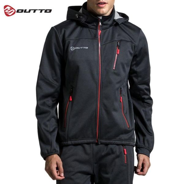 

outto cycling jersey men fleece hoodie winter thermal wind bike jackets, Black;red
