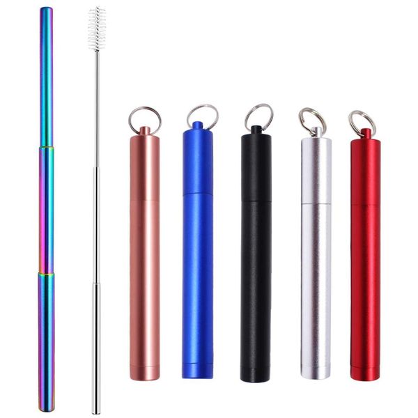 

collapsibe металл солома setfoldable 304stainless стальной соломы портативный складной многоразовые питьевой для кофе-бар аксессуары