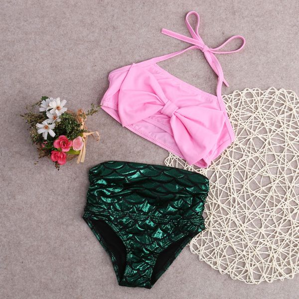 

2-14t 2pcs kid girls bikini set mermaid tail girls swimwear summer chidren swimsuit swimming costume