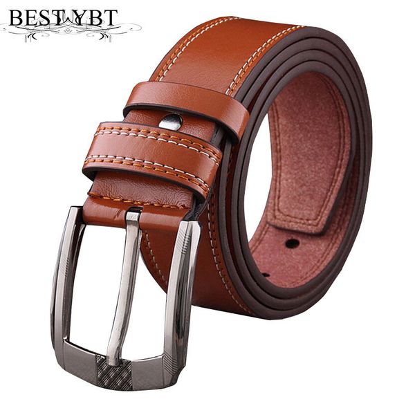 

ybt men imitation leather soft belt alloy pin buckle belt fashion student youth casual vintage jeans men business, Black;brown