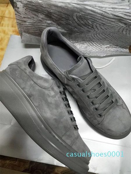 

2020 new men designer shoe 100% suede leather grey green black platform oversized sneakers women fashion lace-up trainers wedding shoe al22