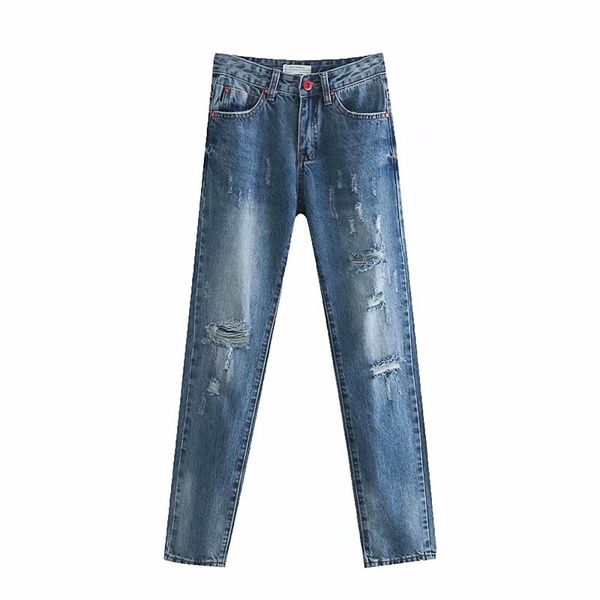 

slim pencil washed pants vintage jeans womens full length distressed pants casual loose cowboy straight harem, Blue