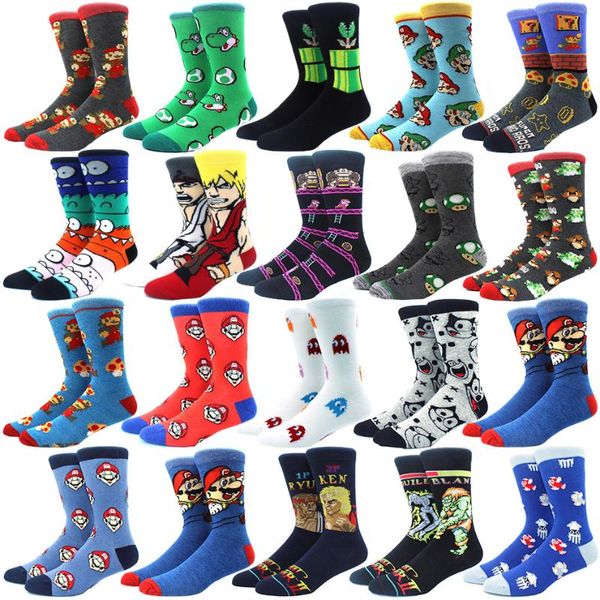 

fashion cotton men socks funny cartoon in-game character hip hop creative harajuku socks streetwear chaussette homme, Black